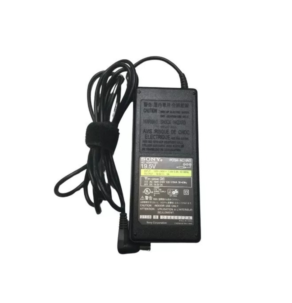 GENUINE SONY LAPTOP CHARGER 19.5V - 3A, 58.5W (PCGA-AC19V2) WITH POWER LEAD