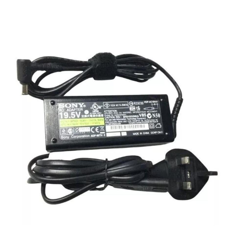 GENUINE SONY VAIO 19.5V - 3.9A, 75W LAPTOP CHARGER (VGP-AC19V20) WITH POWER LEAD