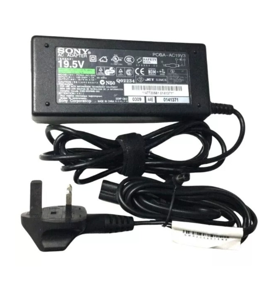 GENUINE SONY LAPTOP CHARGER 19.5V - 4.1A, 80W (PCGA-AC19V3) WITH POWER LEAD
