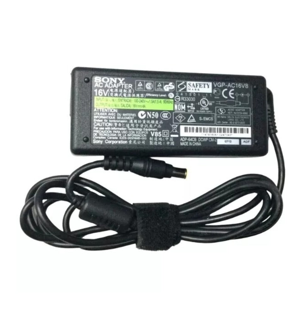 GENUINE SONY VAIO CHARGER 16V - 4A 64W (VGP-AC16V8) WITH POWER LEAD