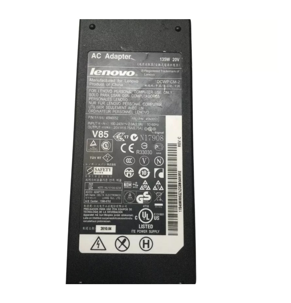 GENIUNE LENOVO LAPTOP CHARGERS 20V-6.75A, 135W ROUND PIN WITH POWER LEAD