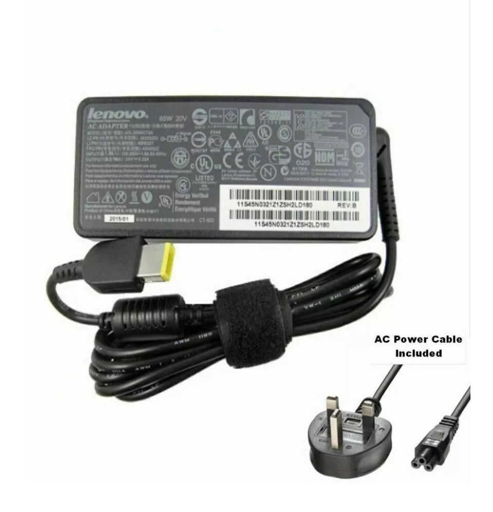 GENUINE LENOVO LAPTOP CHARGER 20V - 3.25A, 65W RECTANGLE TIP BRAND NEW