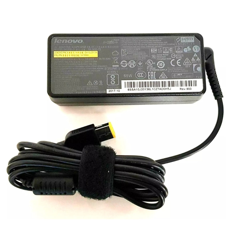GENUINE LENOVO LAPTOP CHARGER 20V - 3.25A, 65W RECTANGLE TIP BRAND NEW