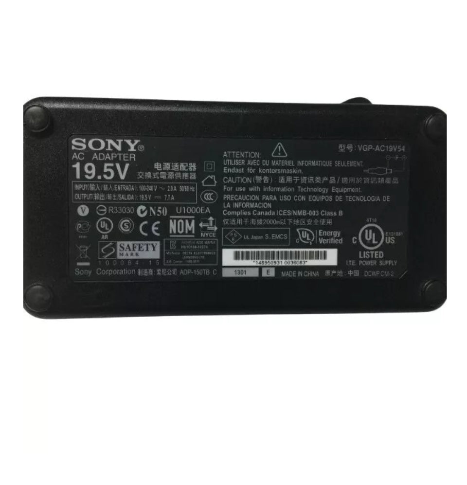 GENUINE SONY VAIO 19.5V - 7.7A,150W LAPTOP CHARGER (PCGA-AC19V9) WITH POWER LEAD