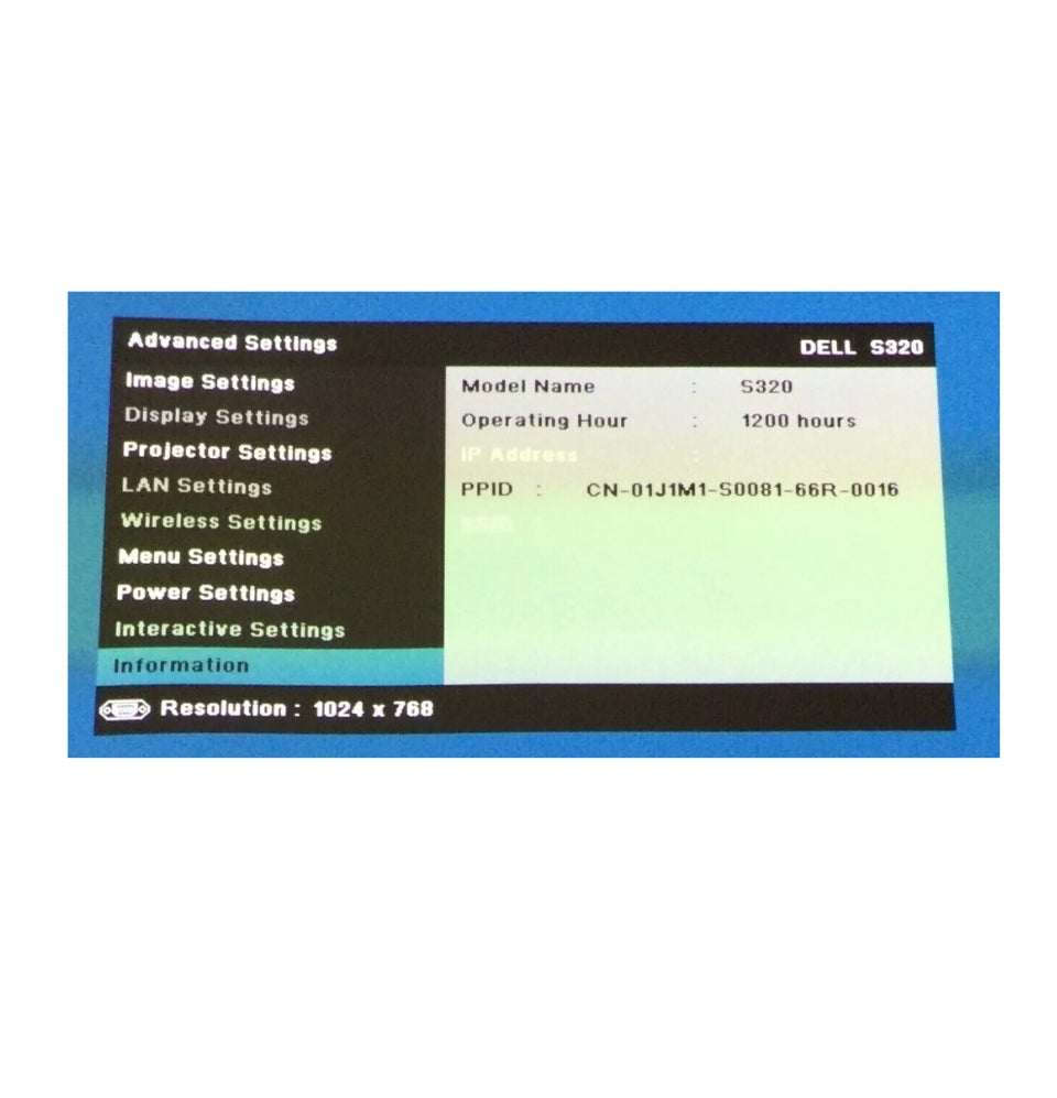 DELL S320 HDMI SHORT THROW PROJECTOR 1200h LAMP HOURS USED