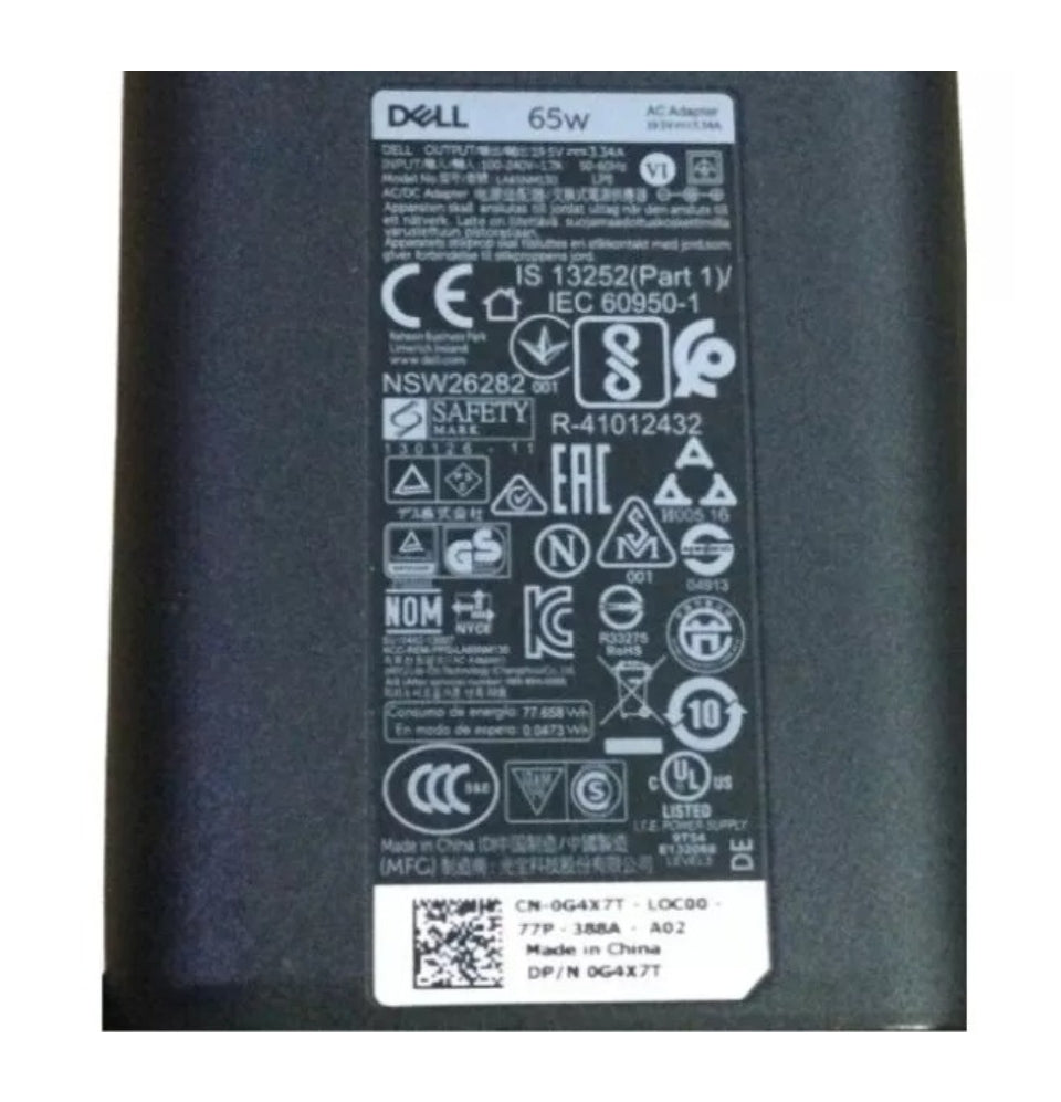 GENUINE DELL CHARGER 19.5V-3.34A, 65W ROUND PIN SIZE (7.4MM) BRAND NEW