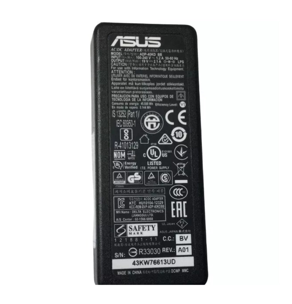 GENIUNE ASUS LAPTOP CHARGER 19V - 2.1A, 40W (ADP-40KD BB) WITH POWER LEAD