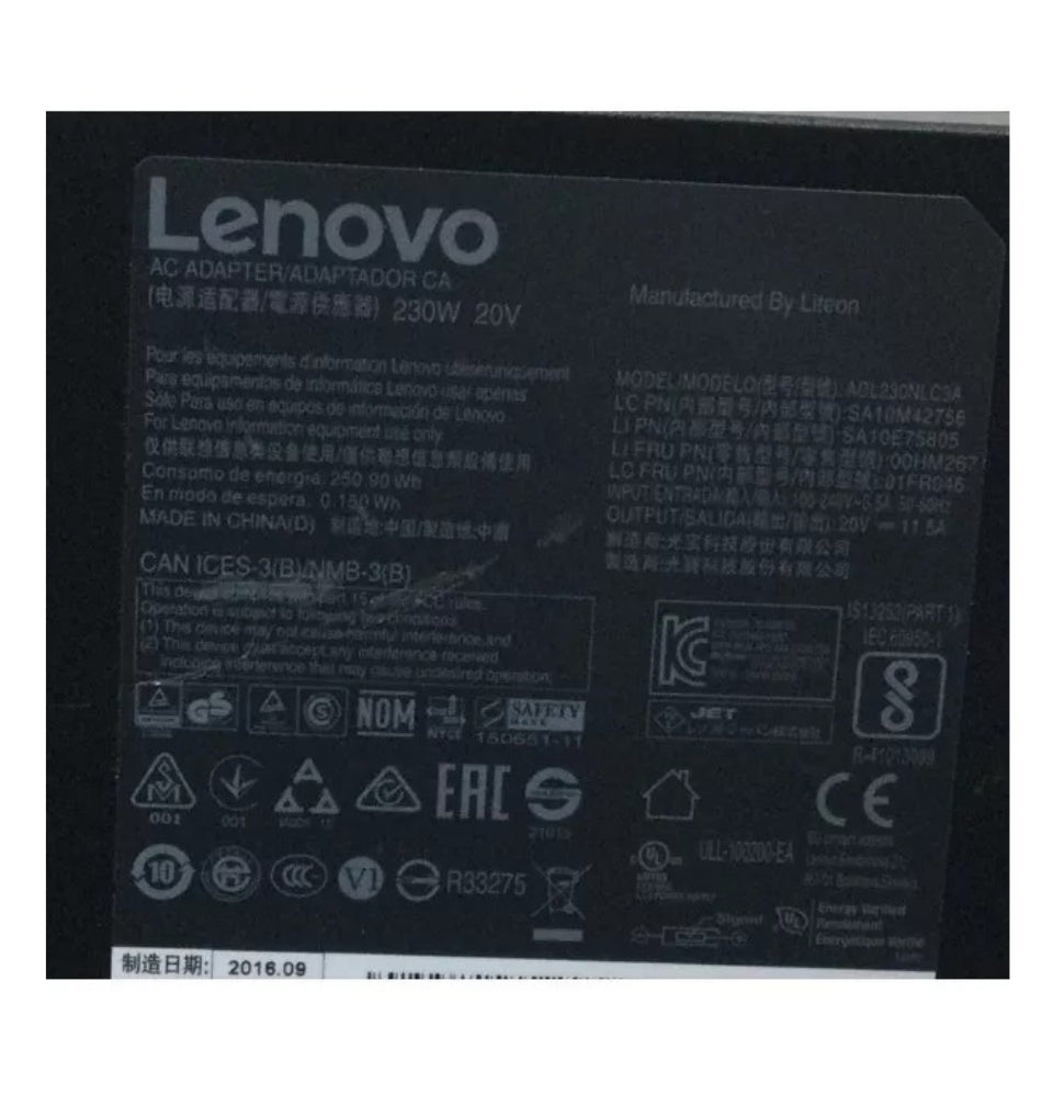 GENUINE LENOVO (ADL230NLC3A) CHARGER 20V-11.5A, 230W WITH POWER LEAD