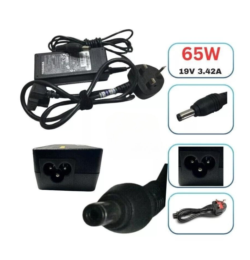 Genuine Toshiba Laptop Charger 19V - 3.42A 65W with Power Lead
