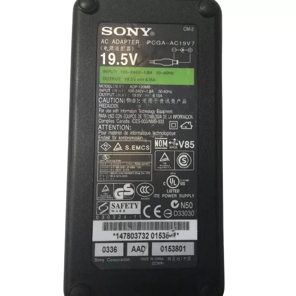 GENUINE SONY LAPTOP CHARGER 19.5V - 6.15A, 120W (PCGA-AC19V7) WITH POWER LEAD